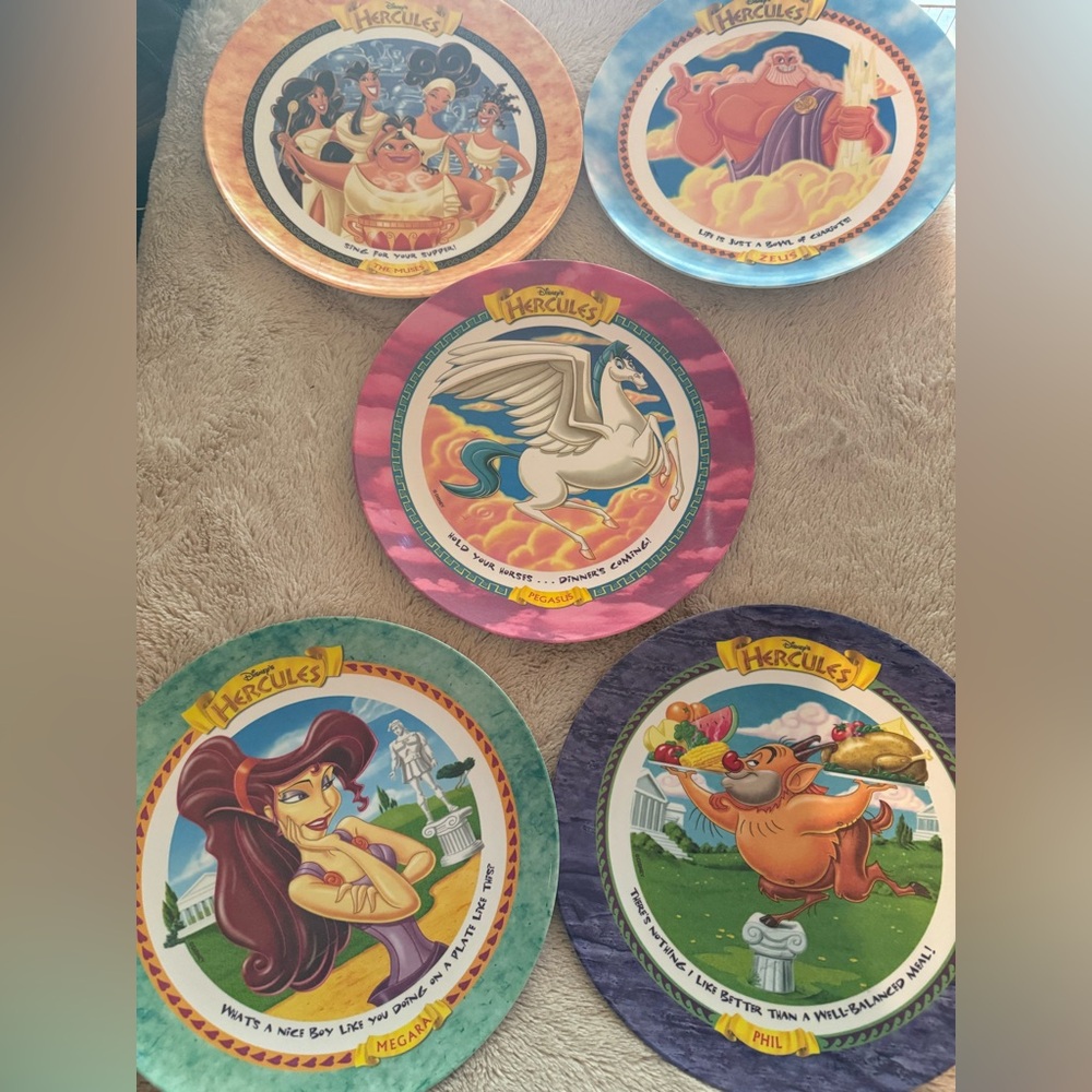 Disney Hercules Party Plates - Purple, Blue, Green, Red
